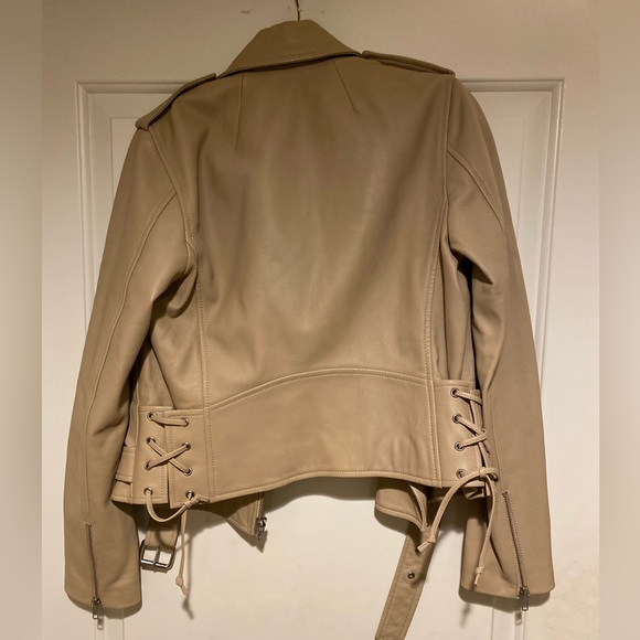 A.L.C. Leather Biker Jacket Tan Lamb Leather - Picture 2 of 10